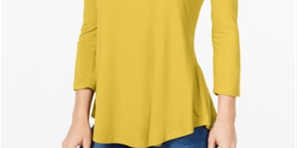 JM Collection Women's Scoop Neck Top Yellow Size Large