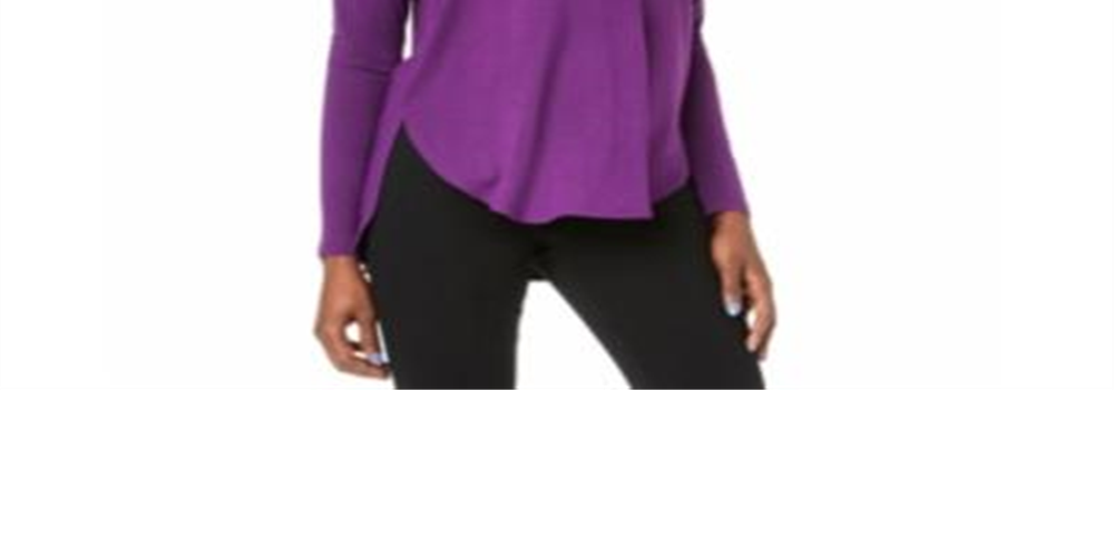 INC International Concepts V-Neck Curved-Hem T-Shirt Purple Paradise M