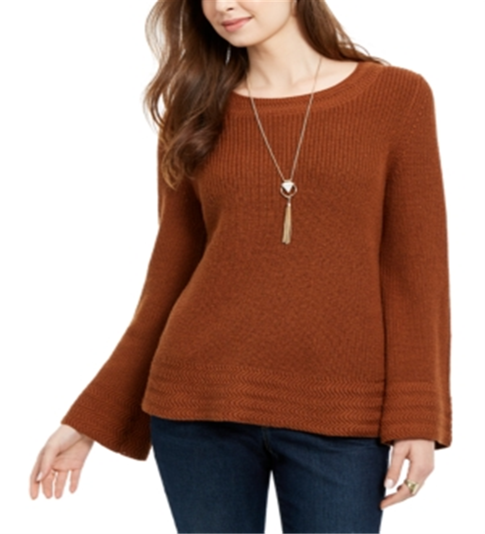 Style & Co Women's Boxy Knit Pullover Sweater Brown Size XX-Large