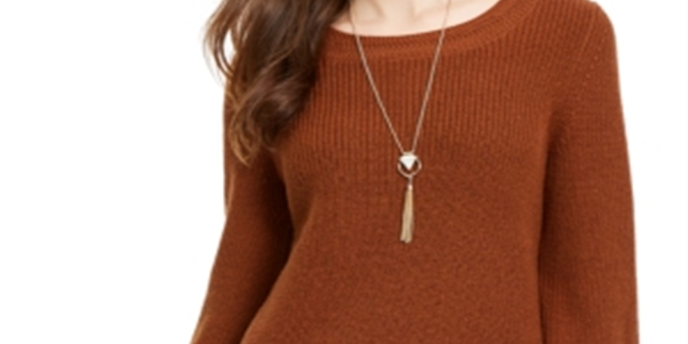 Style & Co Women's Boxy Knit Pullover Sweater Brown Size XX-Large