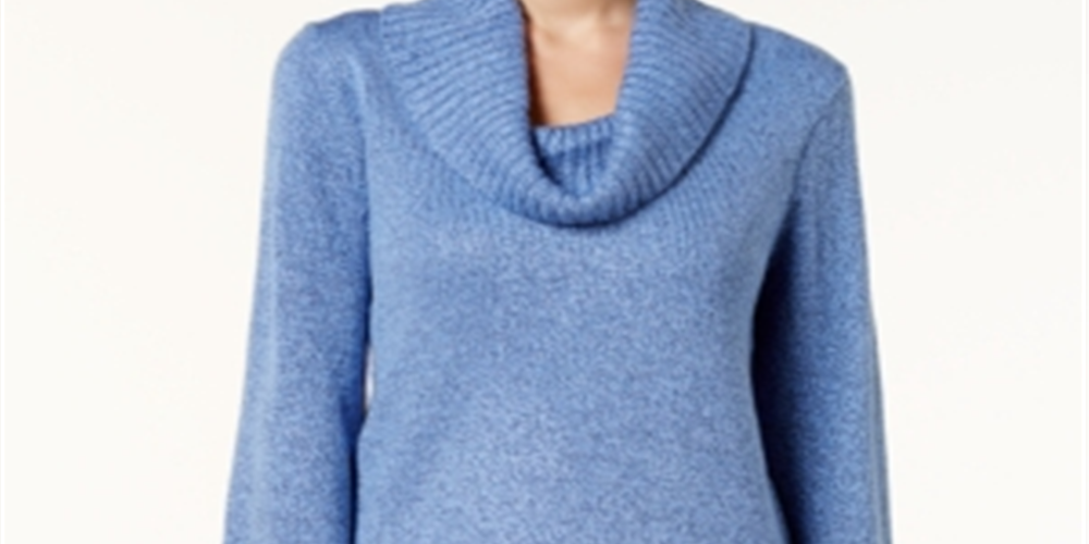 Karen Scott Women's Cowlneck Tunic Blue Size Small