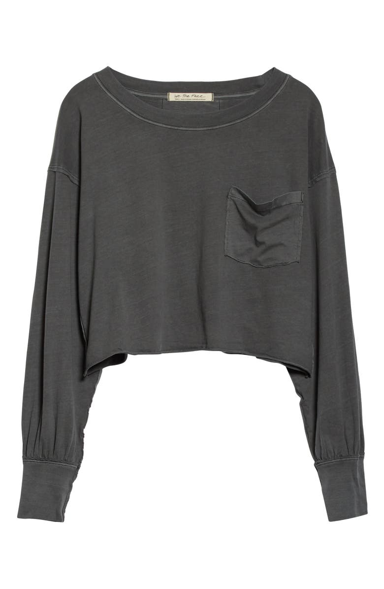 Free People Women's Austin Cropped Long Sleeves T-Shirt Black Size Large