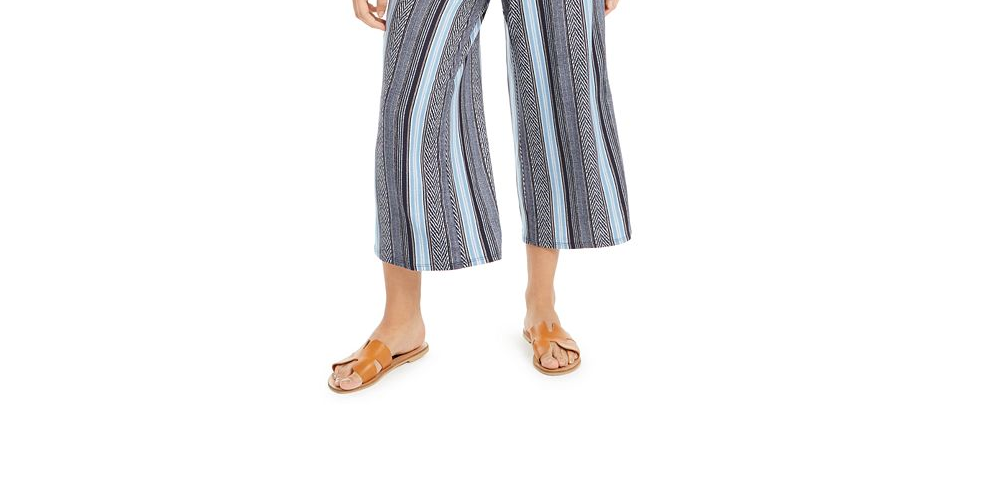 BCX Junior's Striped Tie Front Jumpsuit -Grey Size XS