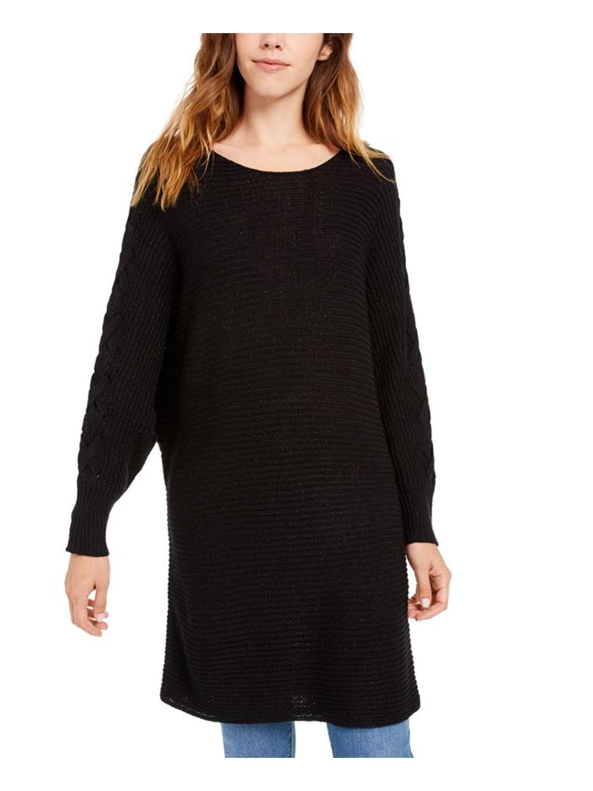American Rag Juniors' Lace-up Tunic Sweater   Black Size Large