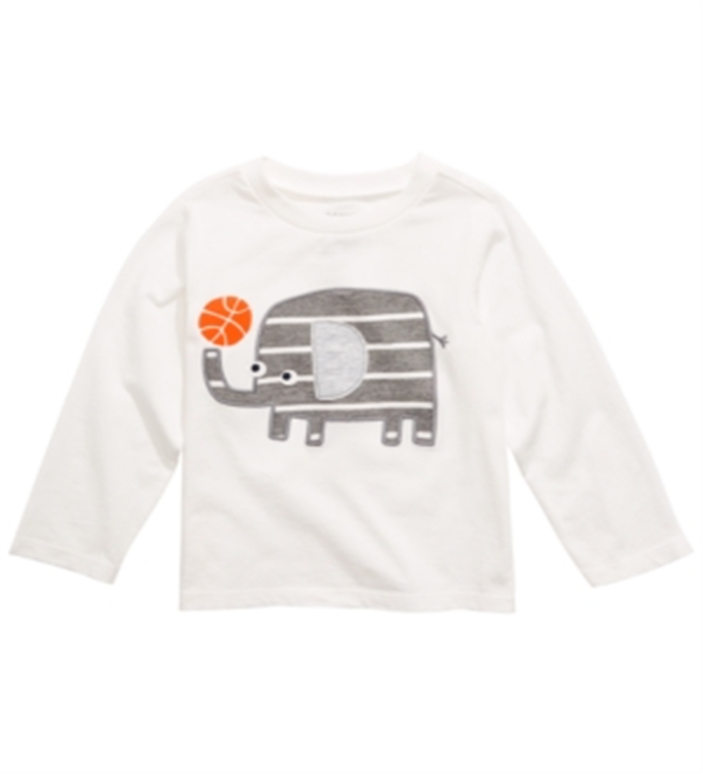 First Impressions Baby Boy's Long Sleeve Elephant T-Shirt White Size 24MOS