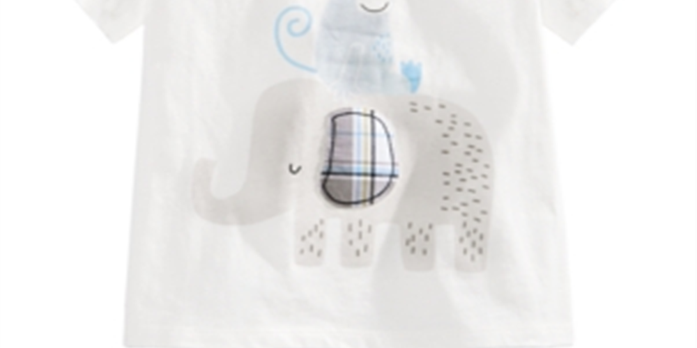 First Impressions Baby Boys Elephant-Print Cotton T-Shirt White Size 6-9 Months