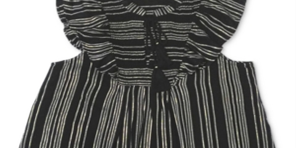 Style & Co Women's Smocked Ruffle Sleeve Top Black Medium
