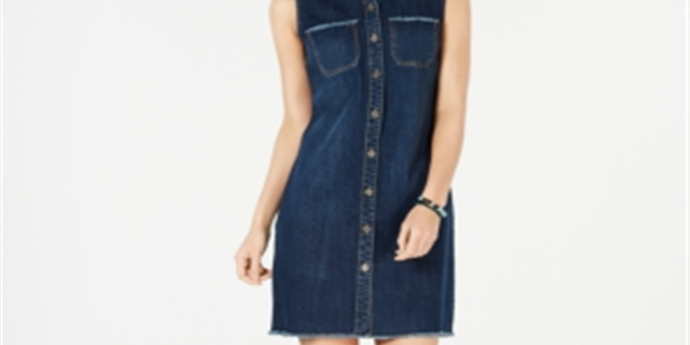 Style & Co Women's Denim Shirtdress Blue Size 16