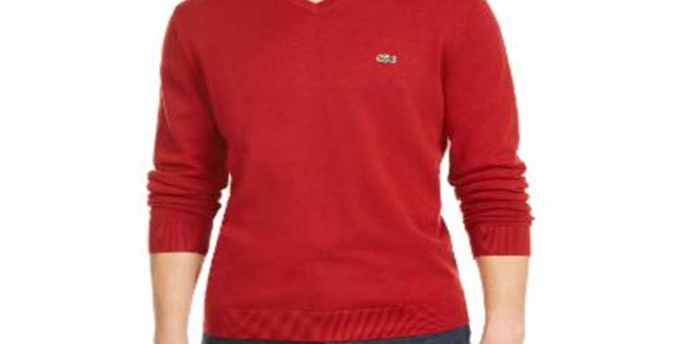 Lacoste Men's V-Neck Sweater Red Size 6