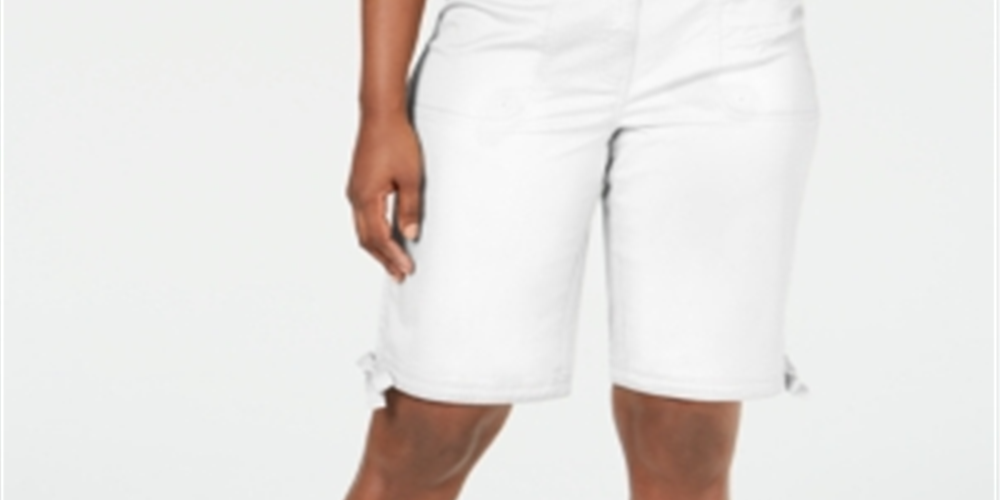 Karen Scott Women's Solid Tie-Cuff Shorts White Size 6