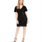 Calvin Klein Women's Short Sleeve Knee Length Body Con Evening Dress Black Size 6