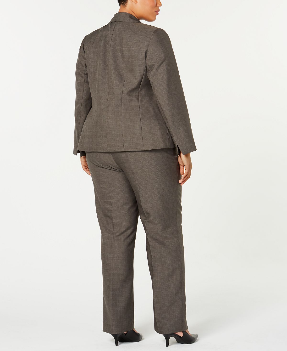 Le Suit Women's Plus Notch Collar 2 Button Pant Suit Gray Size 16W
