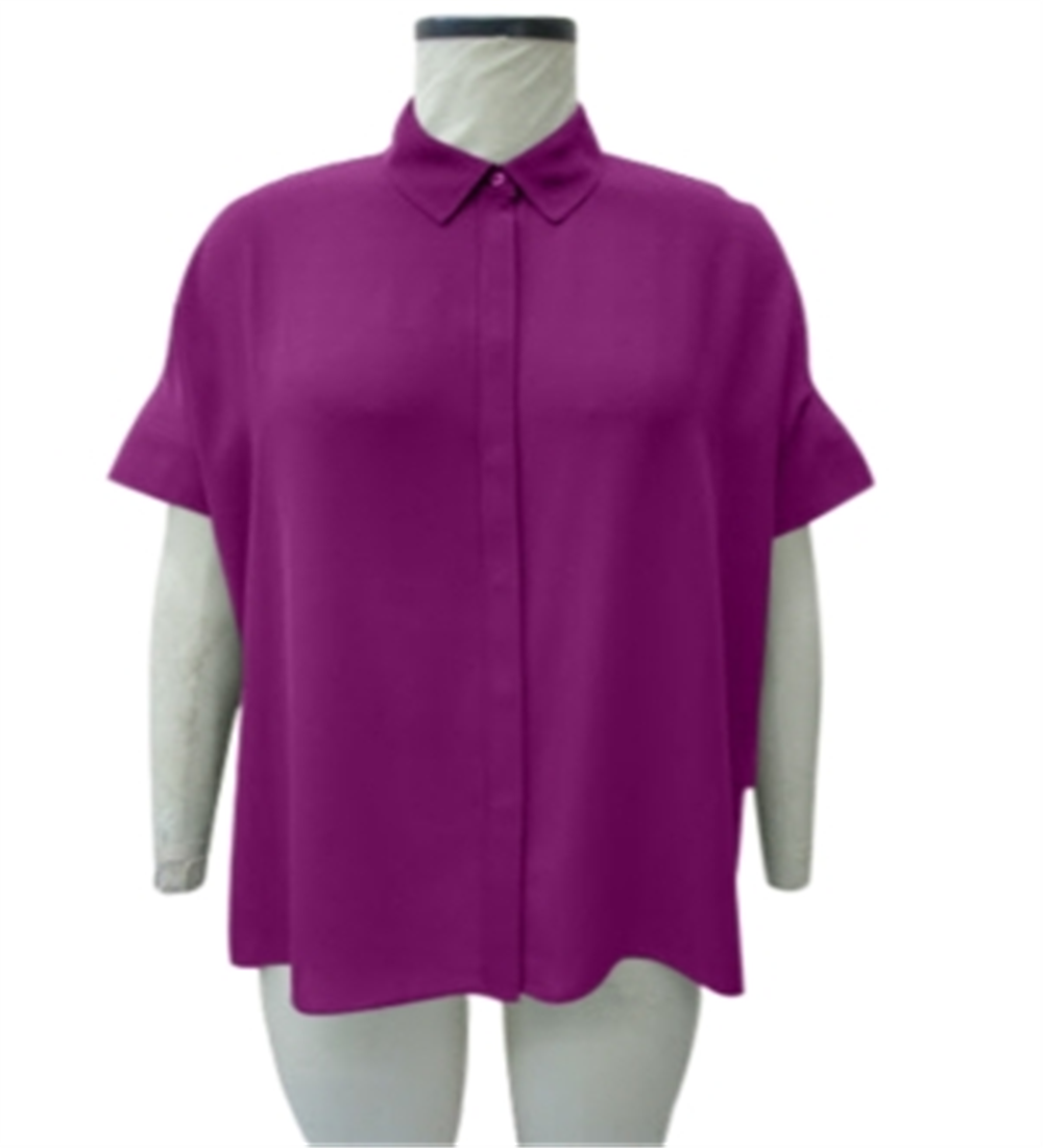 Alfani Women's Collar Hi Low Button Down Top Purple Size L