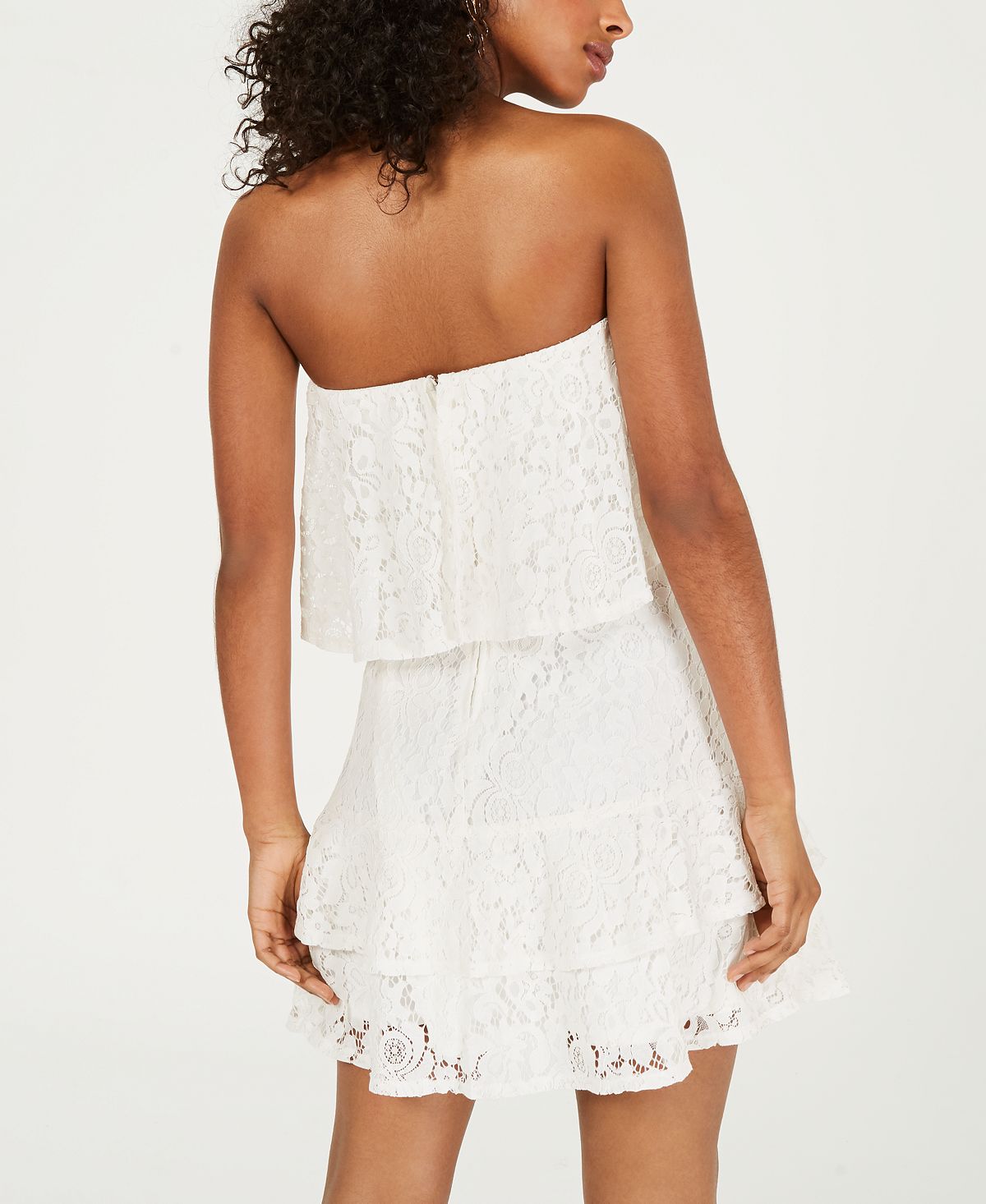 City Studios Women's Lace Ruffled Mini Dress White Size 9