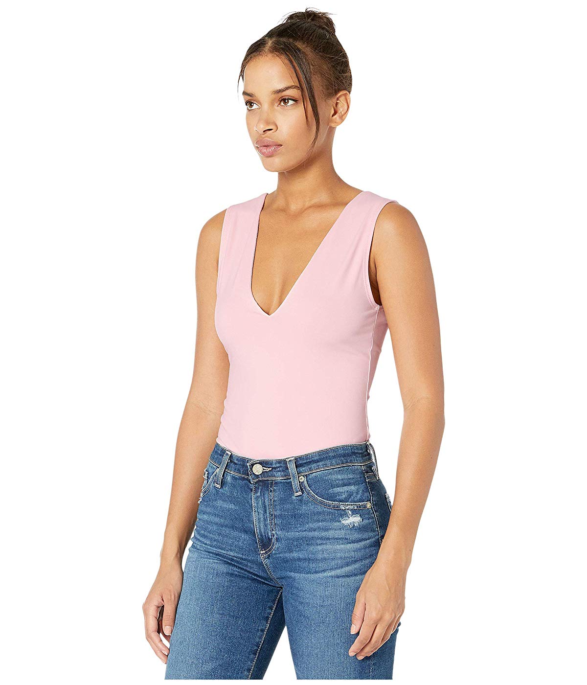 Free People Women's Keep It Sleek Bodysuit Pink Size Small