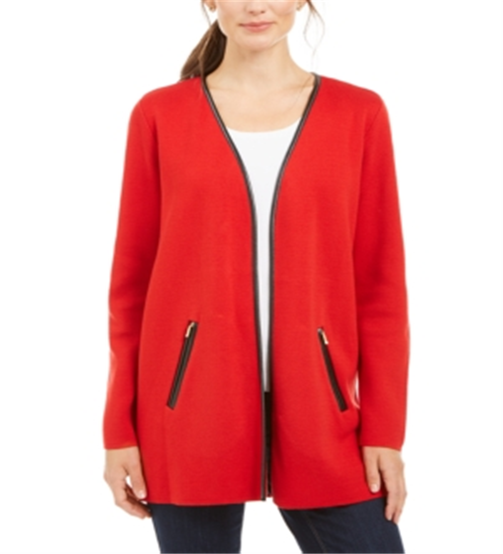 Charter Club Women's Overcoat Jacket Red Size Petite X-Large