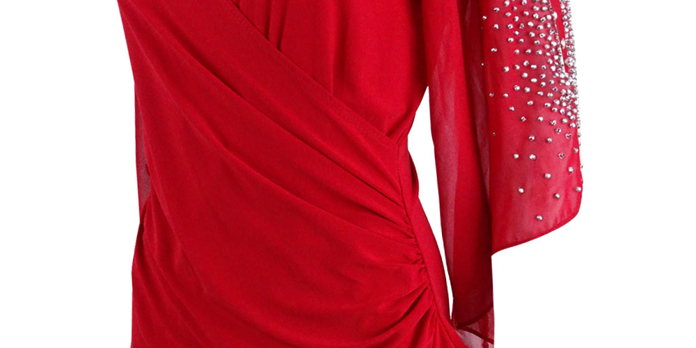 MSK Women's Embellished Chiffon Blouse Red Size M