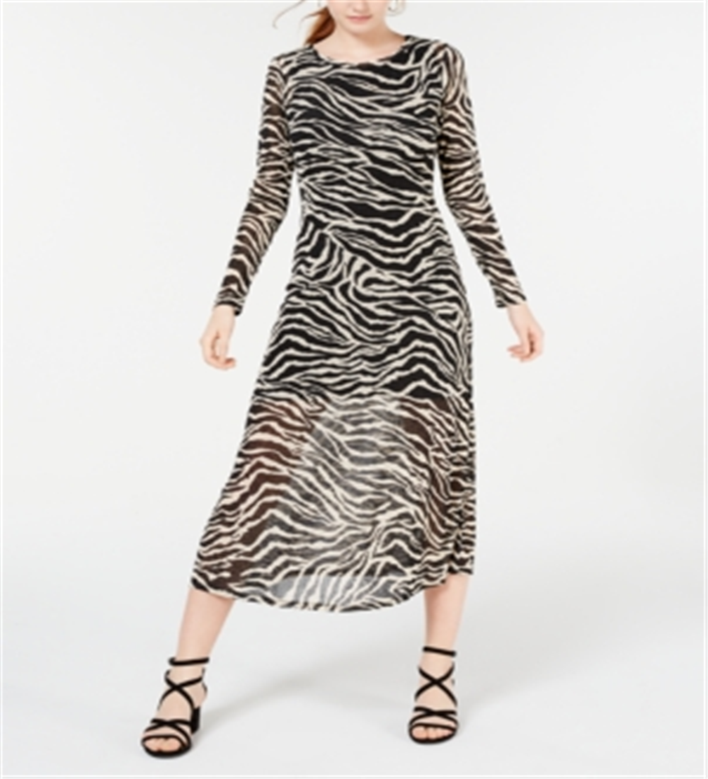 Rosie Harlow Junior's Mesh Zebra MIDI Dress Black Size Small