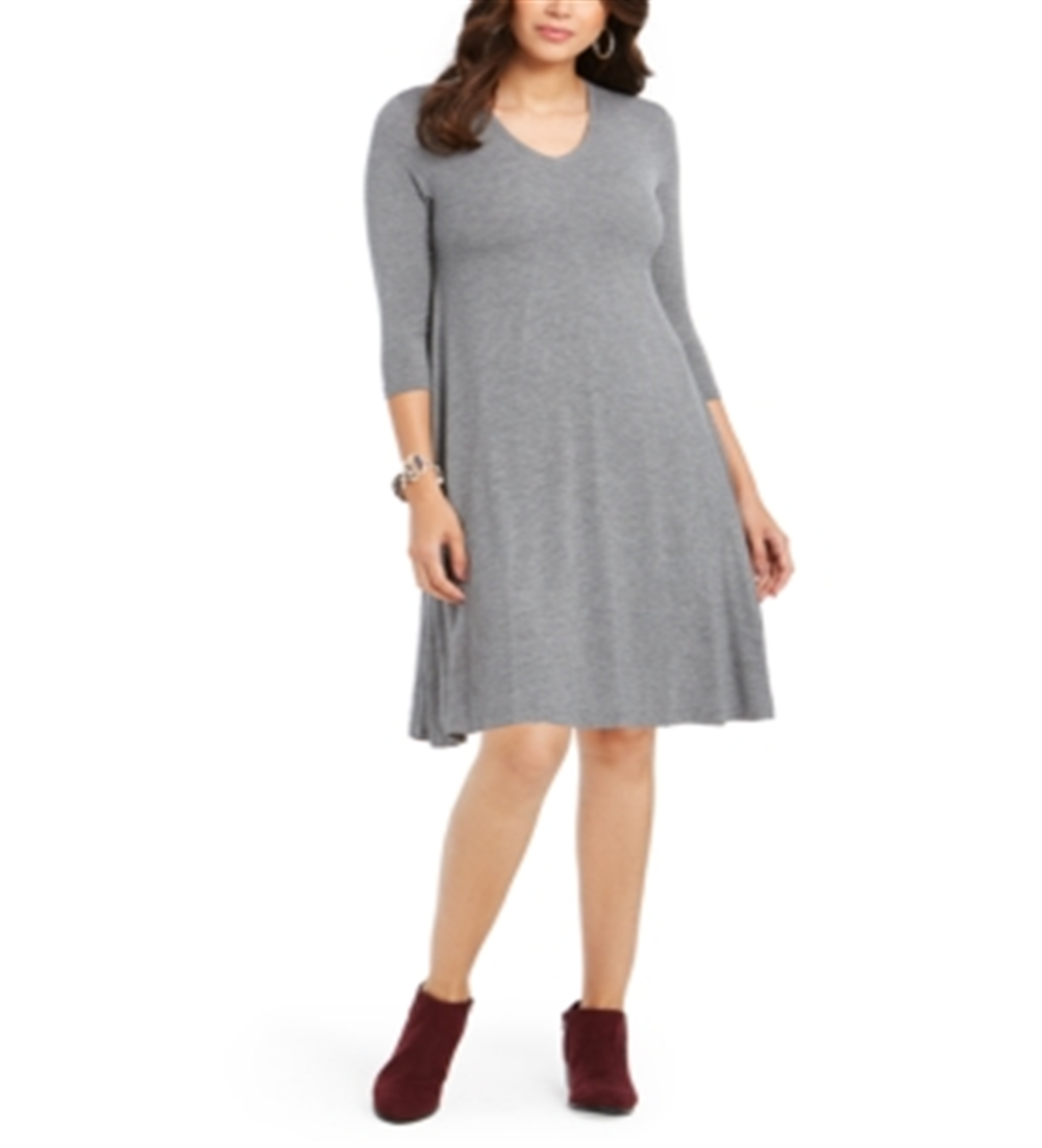 Style & Co Women's Swing Dress Gray Size M