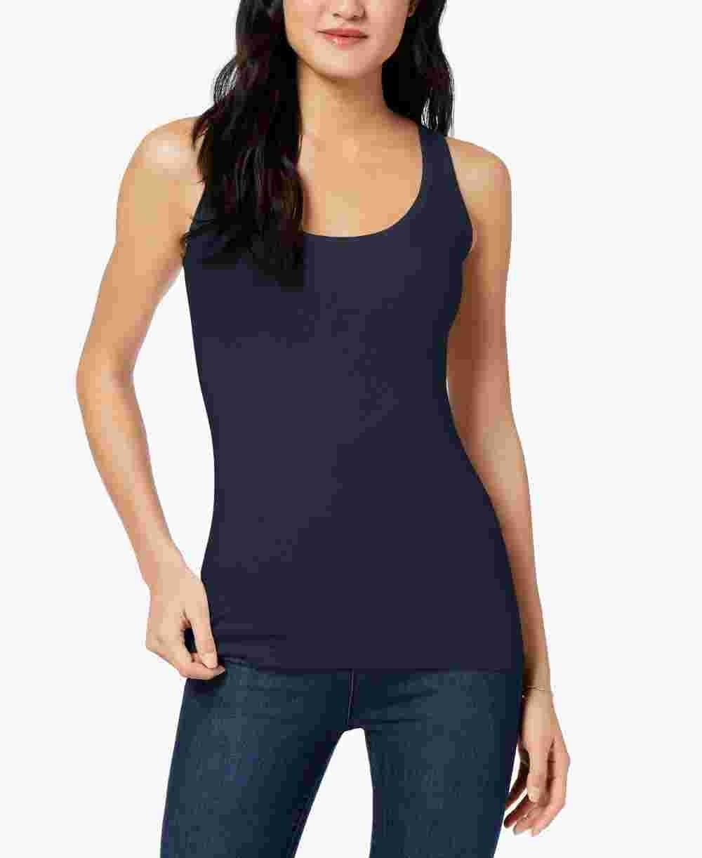 Maison Jules Women's Fitted Tank Top Blue Size Large