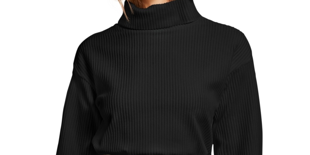 Bar III Women's Cozy Turtleneck Top Black Size XX-Large