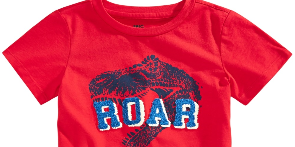 Epic Threads Little Boy's Roar Tufted Chenille T-Shirt  Red Size 7