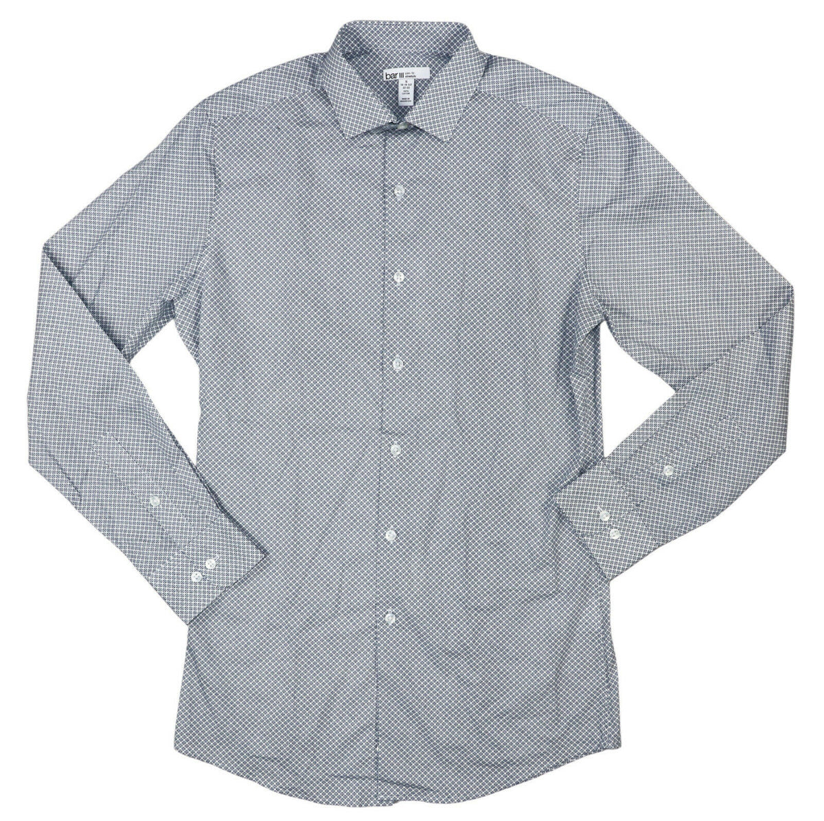 Bar III Men's Floral Slim Fit Stretch Dress Shirt White-Navy Size M
