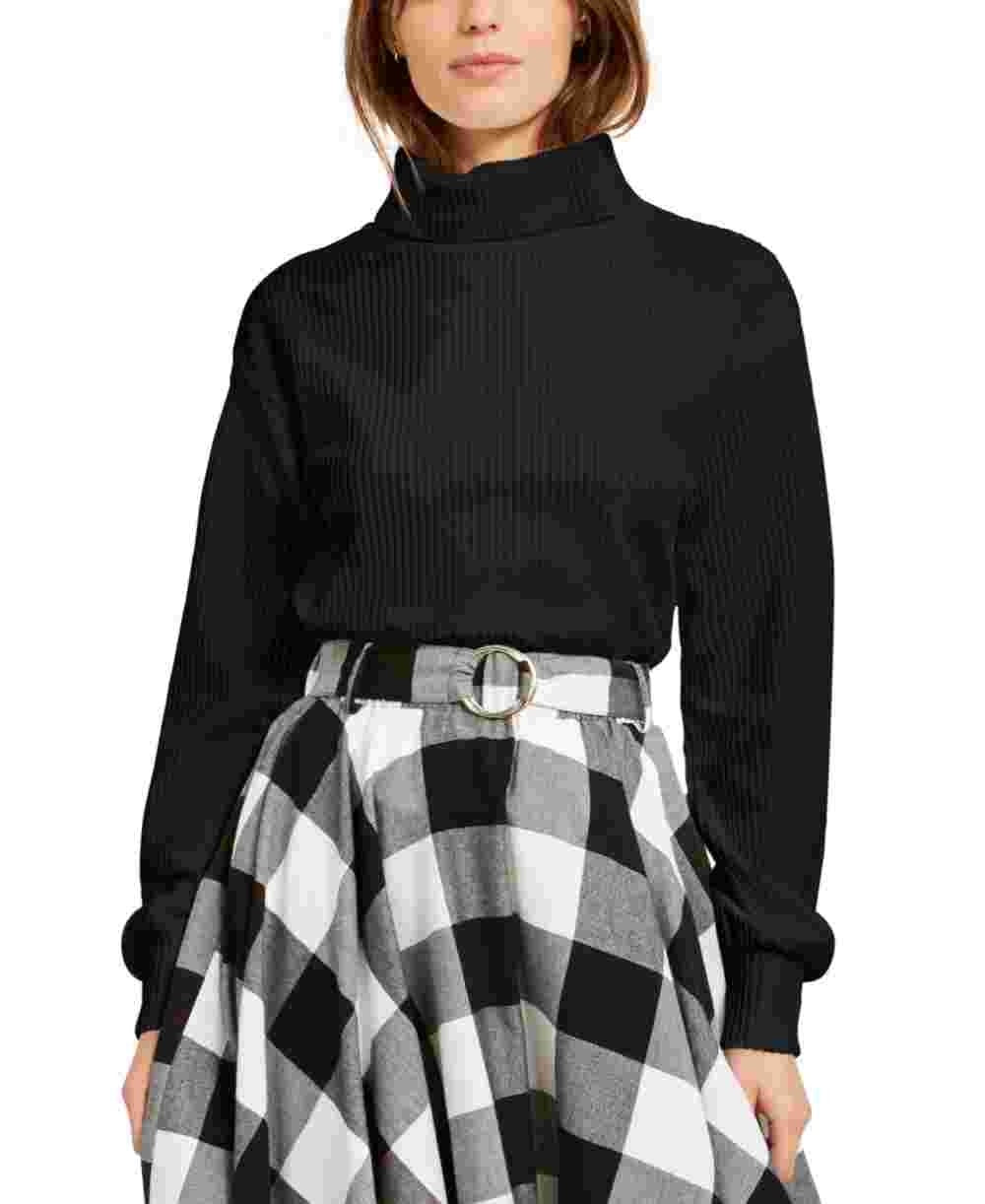 Bar III Women's Cozy Turtleneck Top Black Size Large