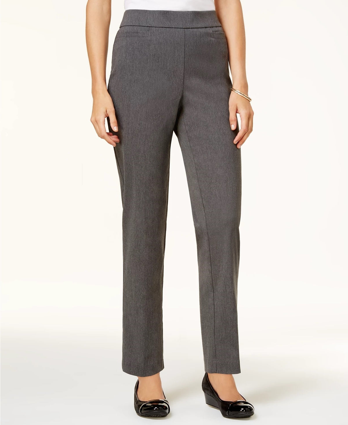 Alfred Dunner Women's Classics Allure Pull On Slim Leg Pants Gray Size 14