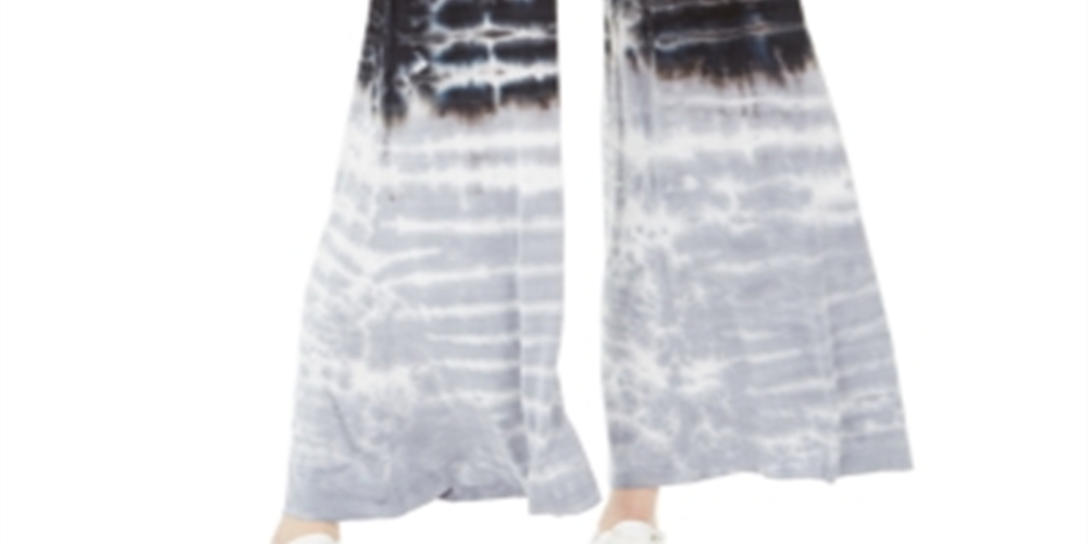 Rewash Junior's Tie Dyed Wide Leg Pants Black Size Medium