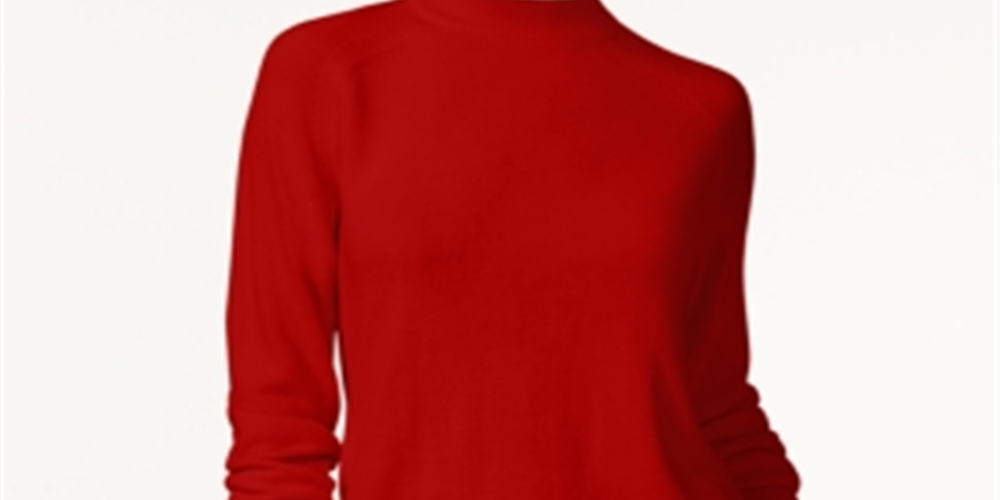 Karen Scott Women's Zip Back Mock Neck Sweater Red Size X-Large