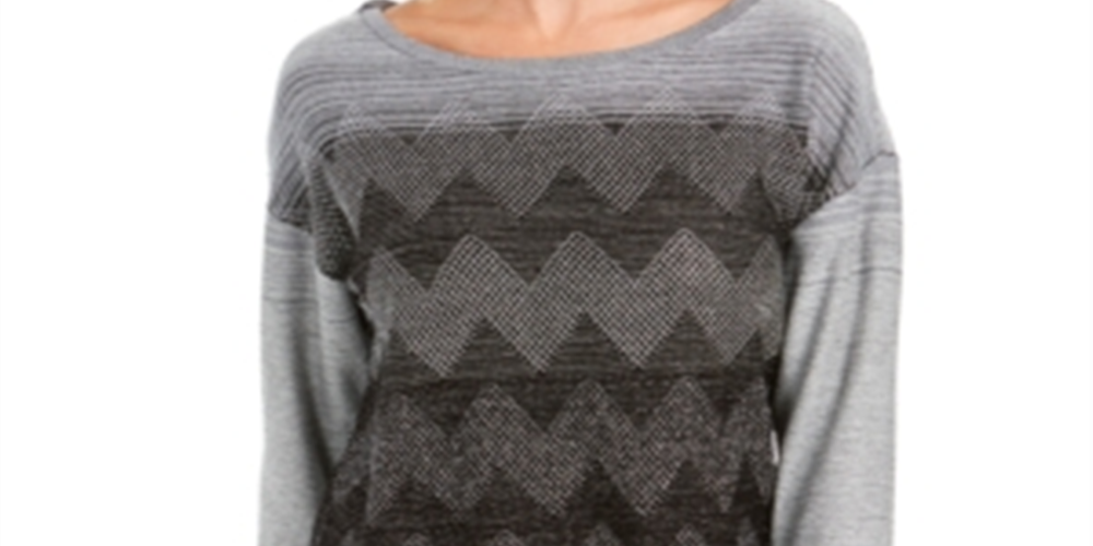 JM Collection Women's Metallic Stitched Drop Shoulder Sweater Black Size Small