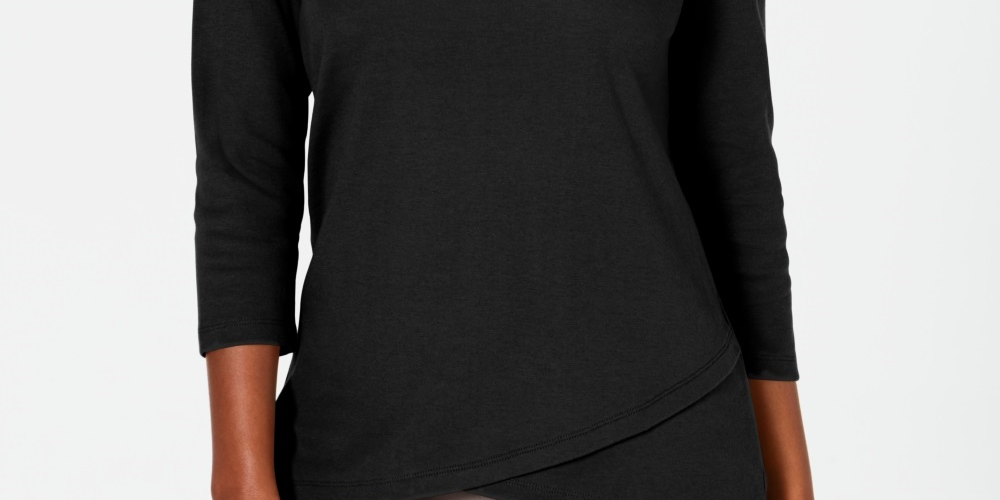 Karen Scott Women's Tulip Hem Top Black Size Medium