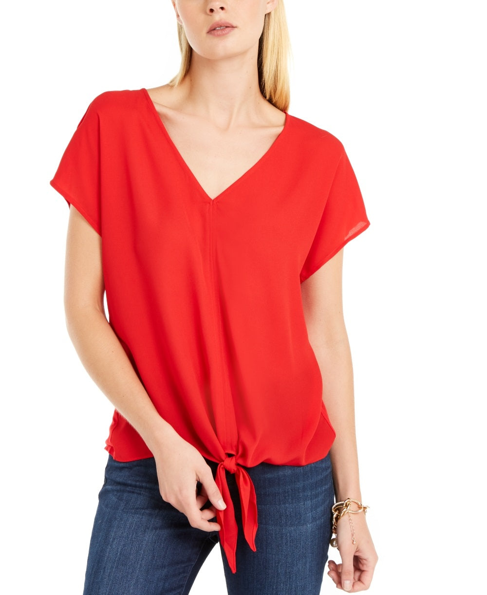 INC International Concepts Women's Tie Front Top Red Size Petite Medium