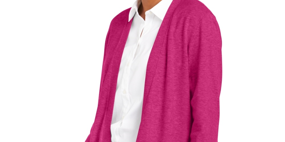 Charter Club Women's Open Front Cardigan Pink Size Medium