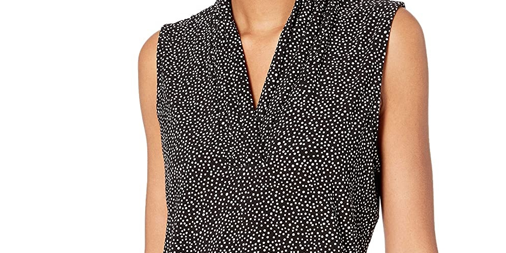 Anne Klein Women's Tess Triple Pleat Sleeveless Top Black Size XXS