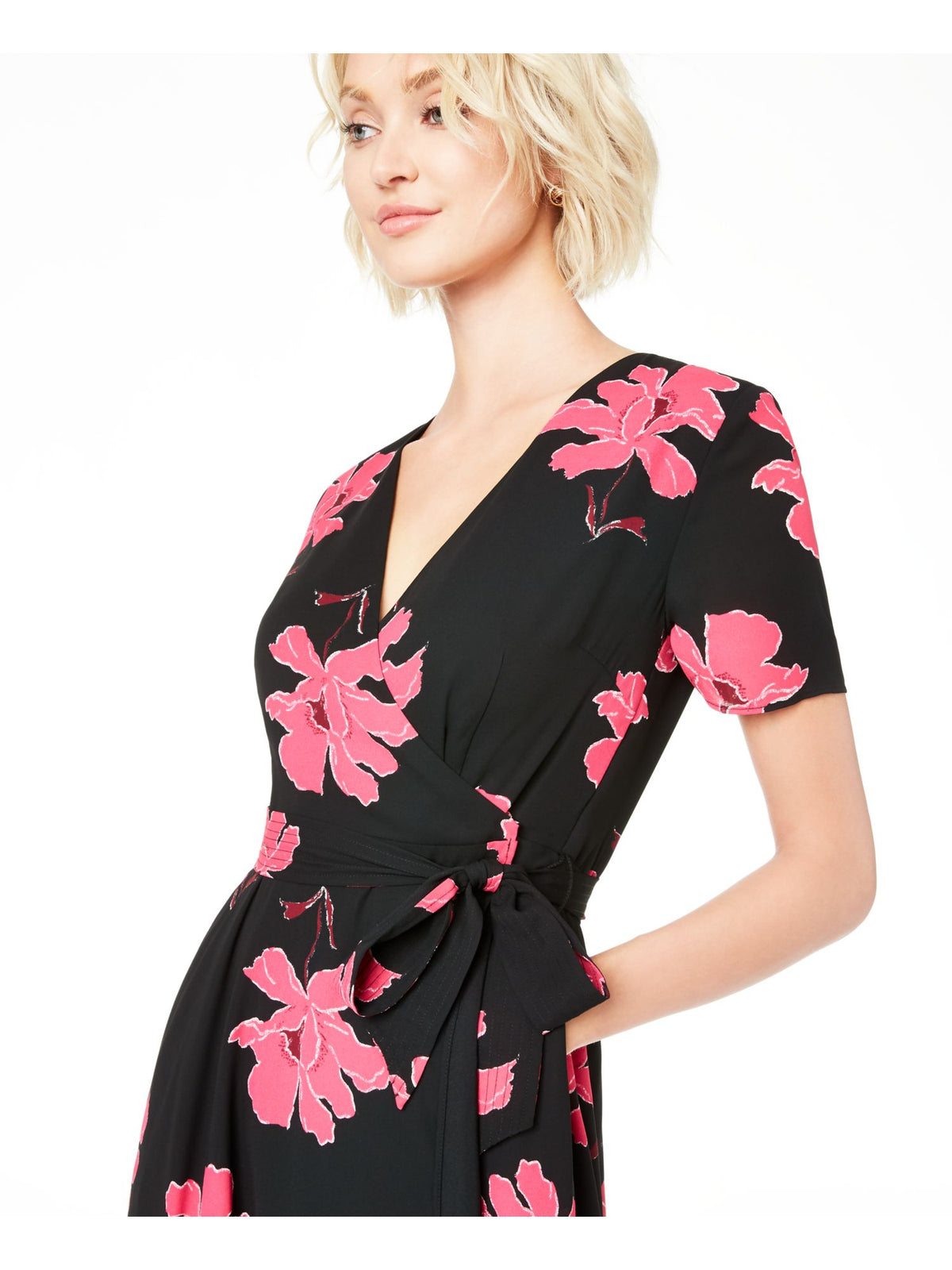 Alfani Women's a Line Floral Chiffon MIDI Dress Black Size 2 Petite