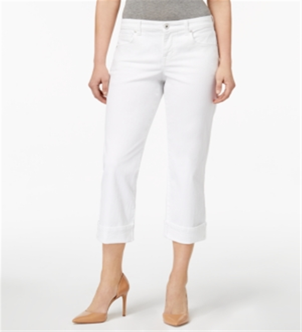 Style & Co Women's Curvy Cuffed Capri Jeans White Size 2
