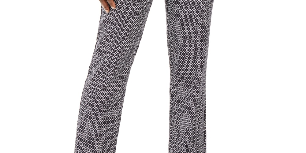 JM Collection Women's Oval Print Jacquard Pants  Blue Size Petite Small