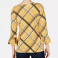 Charter Club Women's Plaid Bell Sleeve Top Gold Size Petite Small-Medium