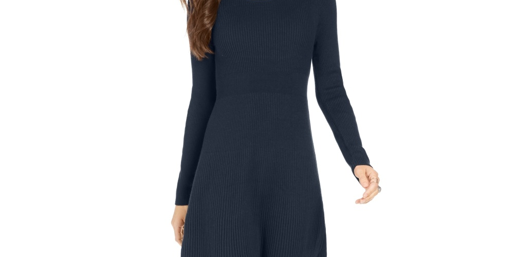 Style & Co Women's Ribbed Sweater Dress Blue Size -PL