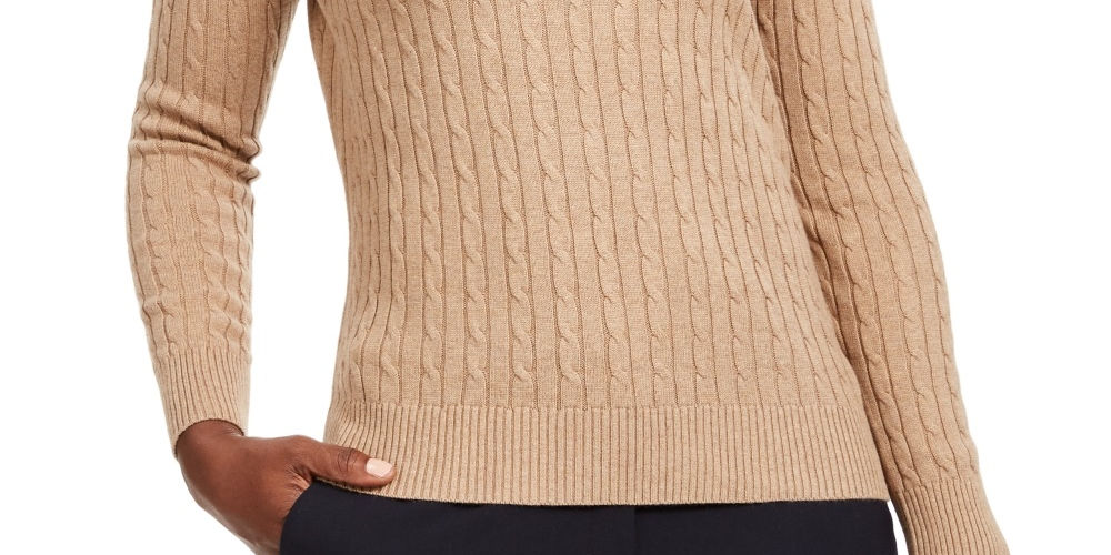 Karen Scott Women's Cable-Knit Crewneck Sweater Brown Size X-Large