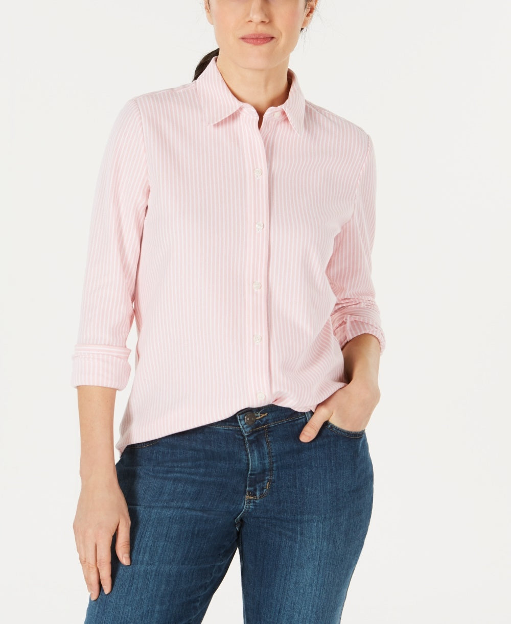 Charter Club Women's Cotton Knit Shirt Pink Size Small