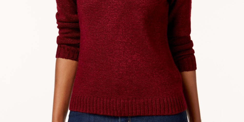 Karen Scott Women's Marled Button Sweater Medium Red Size Large