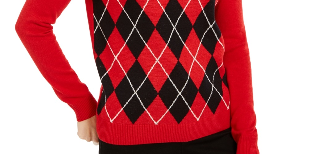 Charter Club Women's Argyle Sweater Red Size Petite Small-Medium
