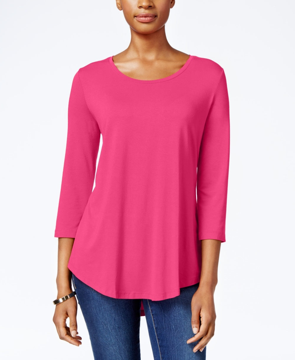 JM Collection Women's Scoop Neck Top Purple Size Medium