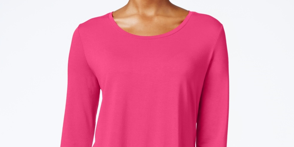 JM Collection Women's Scoop Neck Top Purple Size Medium