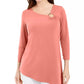 JM Collection Women's Asymmetrical Ring Tunic Orange Size X-Small
