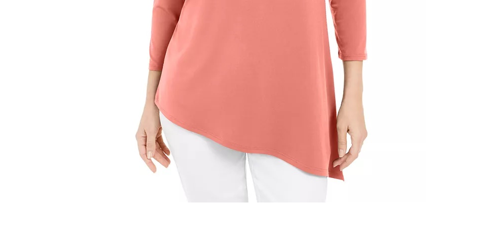 JM Collection Women's Asymmetrical Ring Tunic Orange Size X-Small