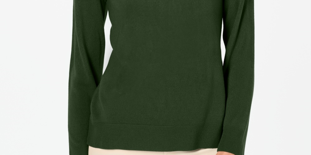 Karen Scott Women's Button-Shoulder Sweater Green Size M